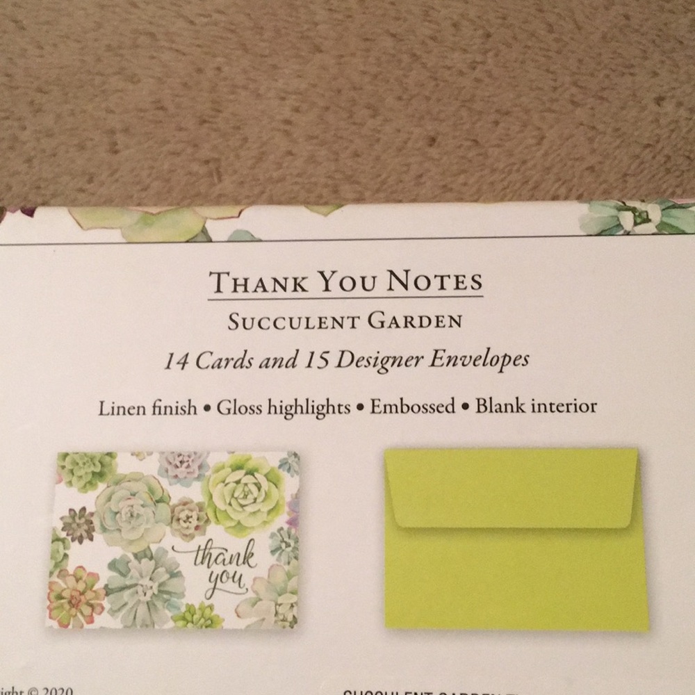 Succulent Garden Thank You Notes Boxed Set 14 NWT - Picture 7 of 11